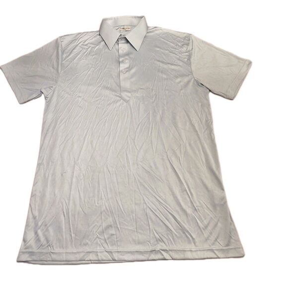 NWOT Collars & Co Men’s L English Spread Collar Polo Shirt – Light Blue Solid - Picture 2 of 7